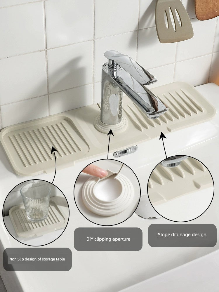 Faucet Water Draining Pad Water Cushion Narrow Sink Silicone Splash-Proof Pad Multifunctional Pool Non Slip Soap Mat Sanitary Indirect Water Cushion