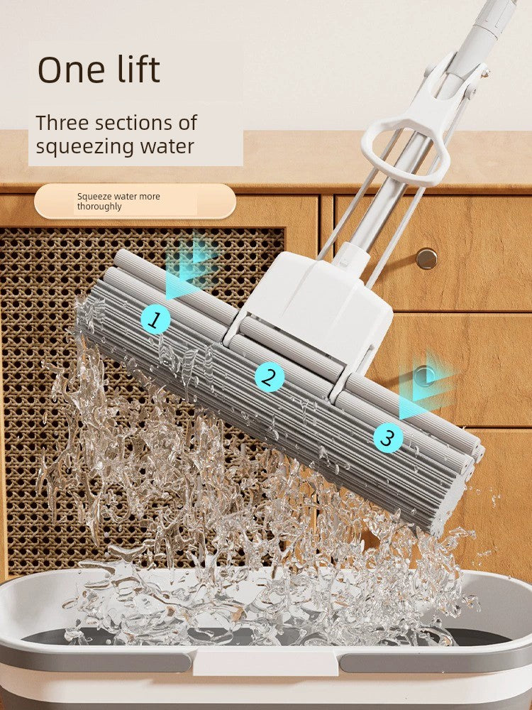 Household Large Cotton Mop 2023 New Sponge Head Retractable Hand Wash-Free Household Mop Dedicated Water Sucking Mop