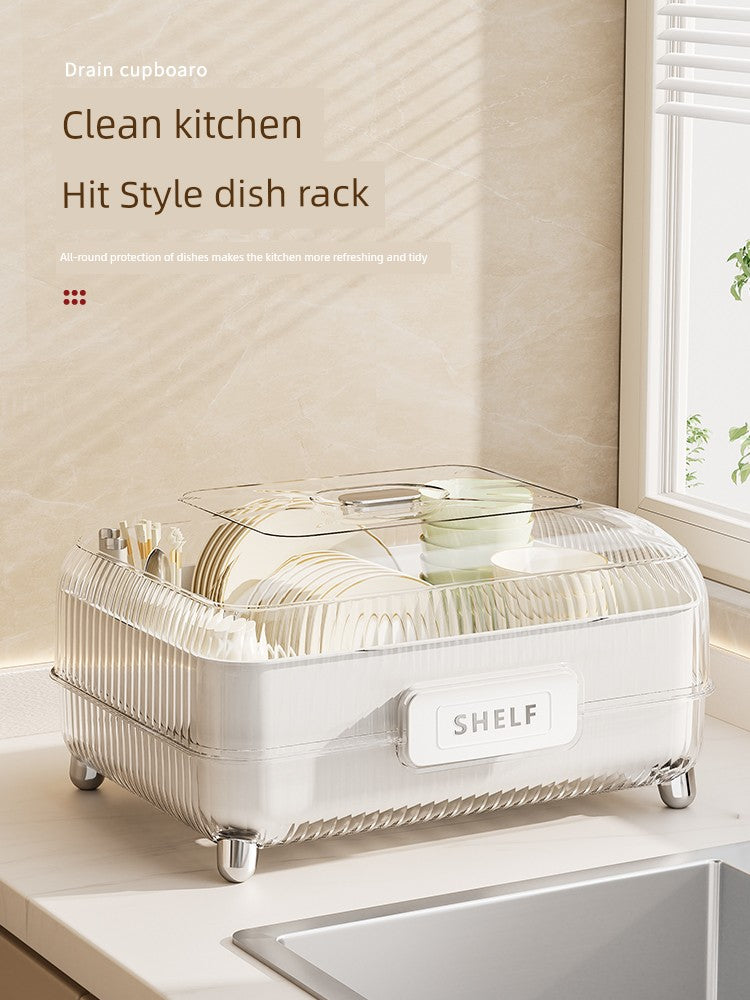 Double-Deck Home Kitchen Draining Bowls and Chopsticks Storage Box